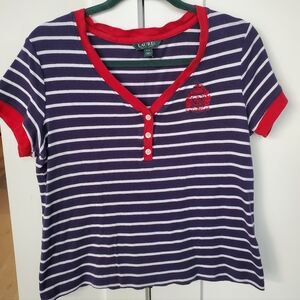 Lauren-Ralph Lauren 100% Cotton Vintage Tee Super Cute Sz.Medium